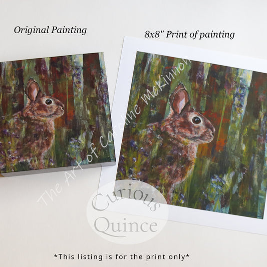 Rabbit 8x8" Art Print from Original Artwork "Brave Face"