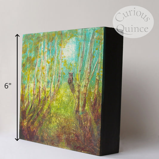 Original owl painting 6x6 inches - "Wise Knows No Size"