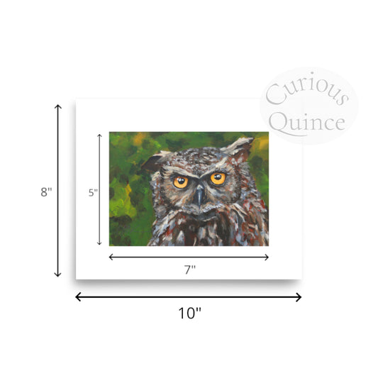 Horned Owl Art Print from Original Painting