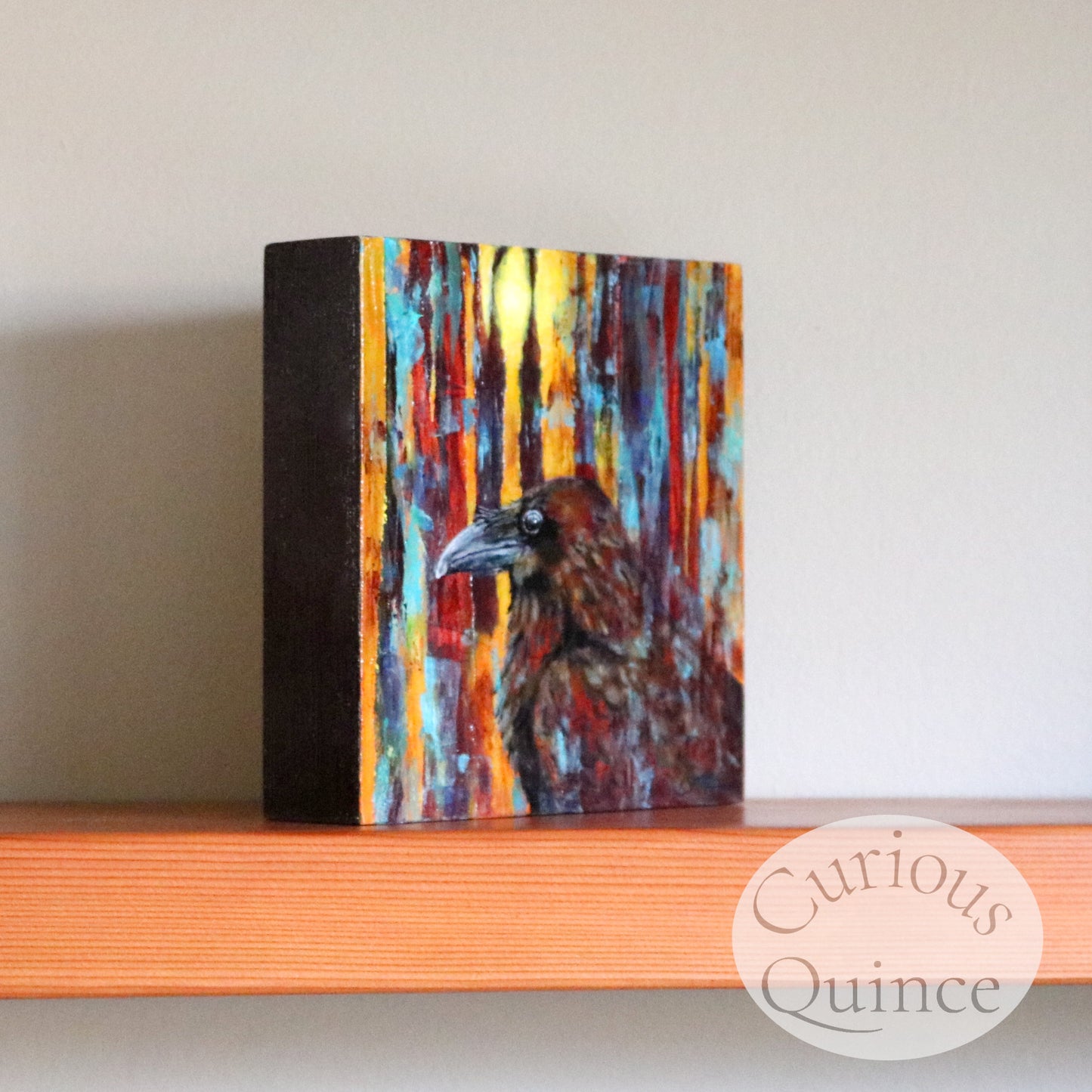 Raven Original Painting 6x6 inches "Always Watching"