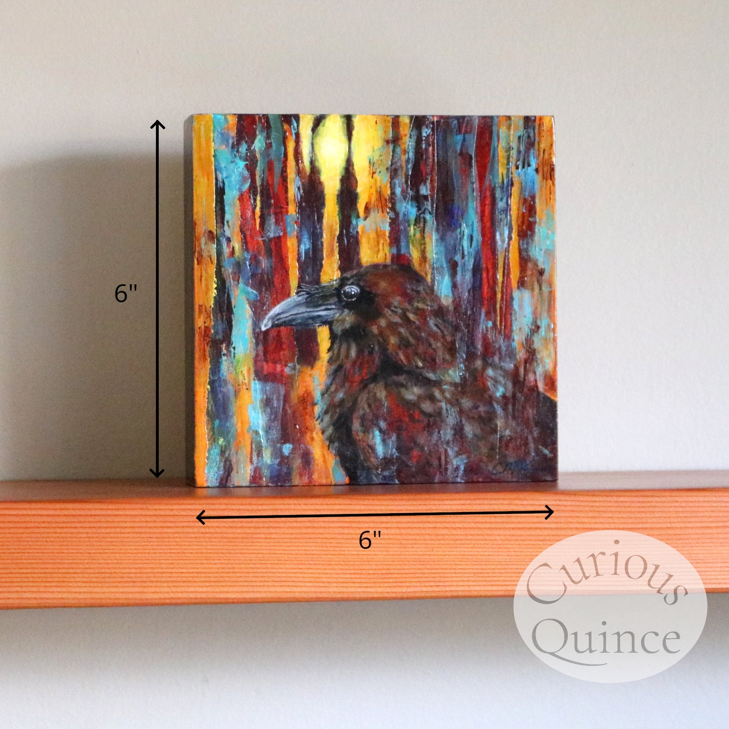 Raven Original Painting 6x6 inches "Always Watching"
