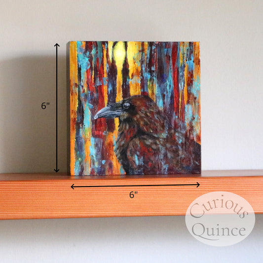 Raven Original Painting 6x6 inches "Always Watching"
