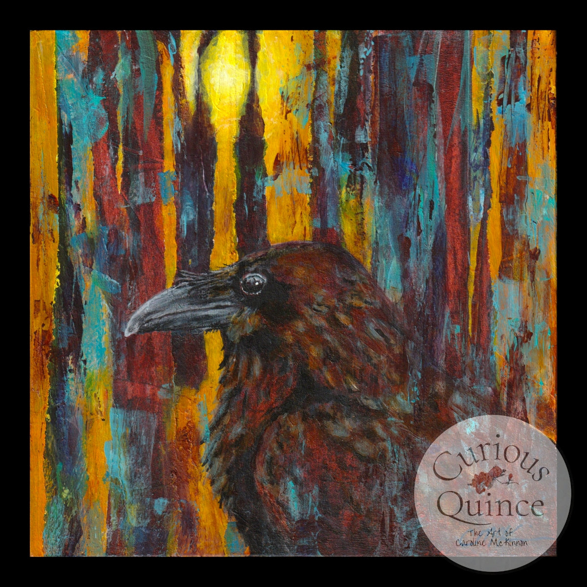 Raven Original Painting 6x6 inches "Always Watching"