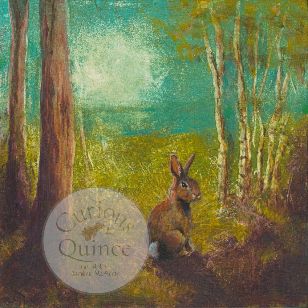 Original painting 6x6 inches - Rabbit "Outlook"