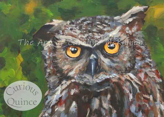 Horned Owl Art Print from Original Painting