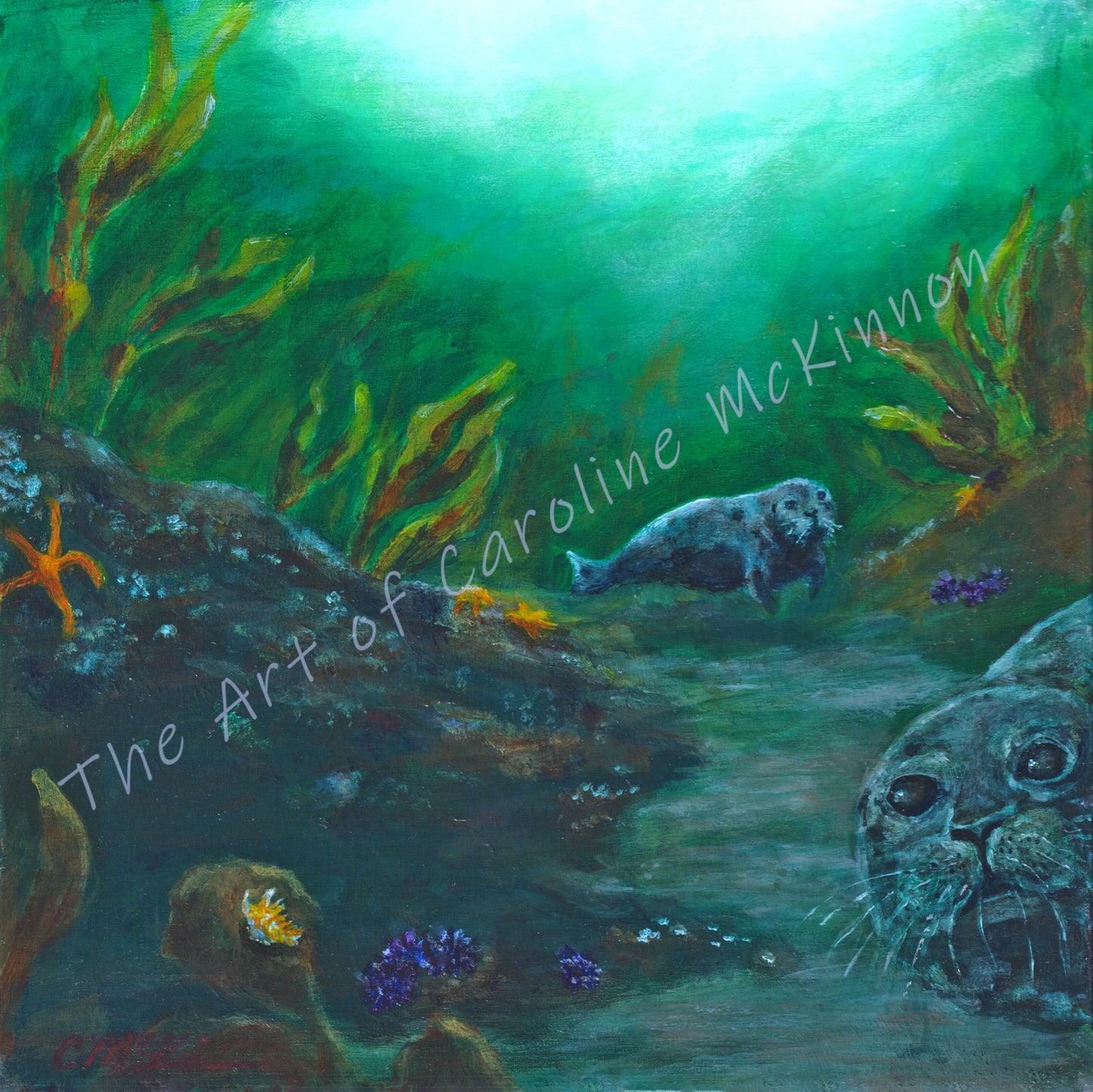 Original "Immersed" 6x6" Painting on Cradled Board