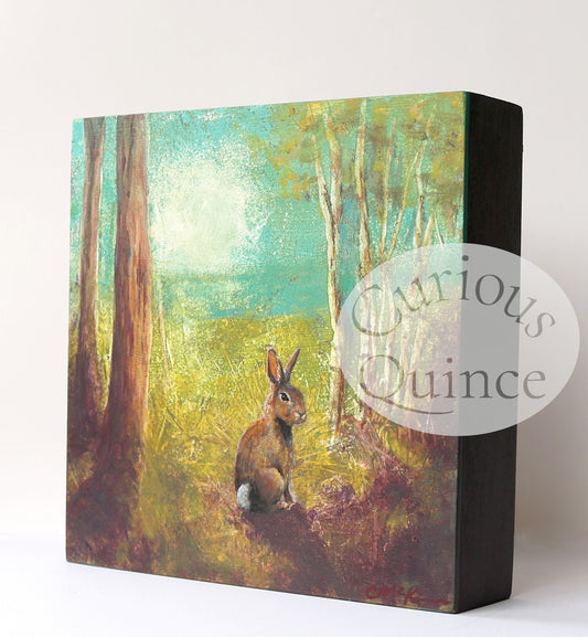 Original painting 6x6 inches - Rabbit "Outlook"