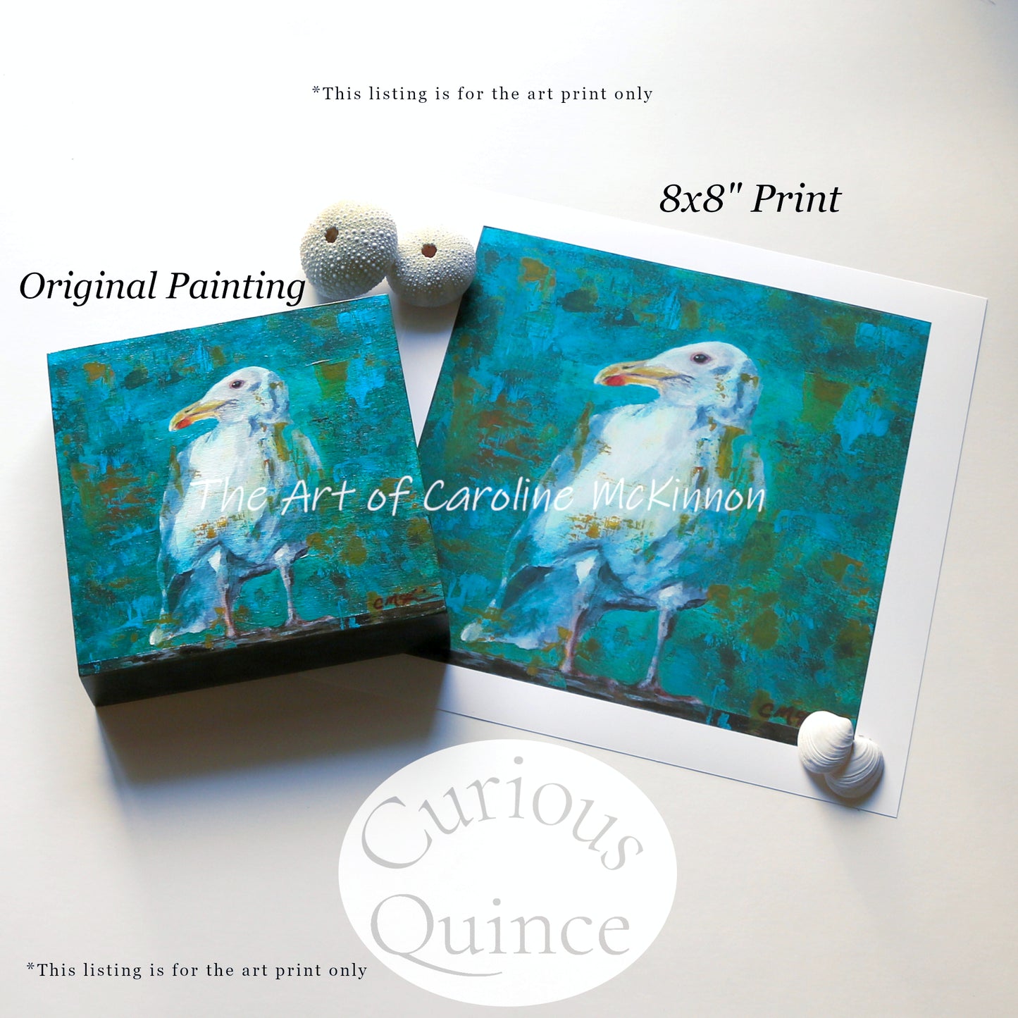 8x8 inch Art Print from my original painting, "Over-Sea-ing Things"