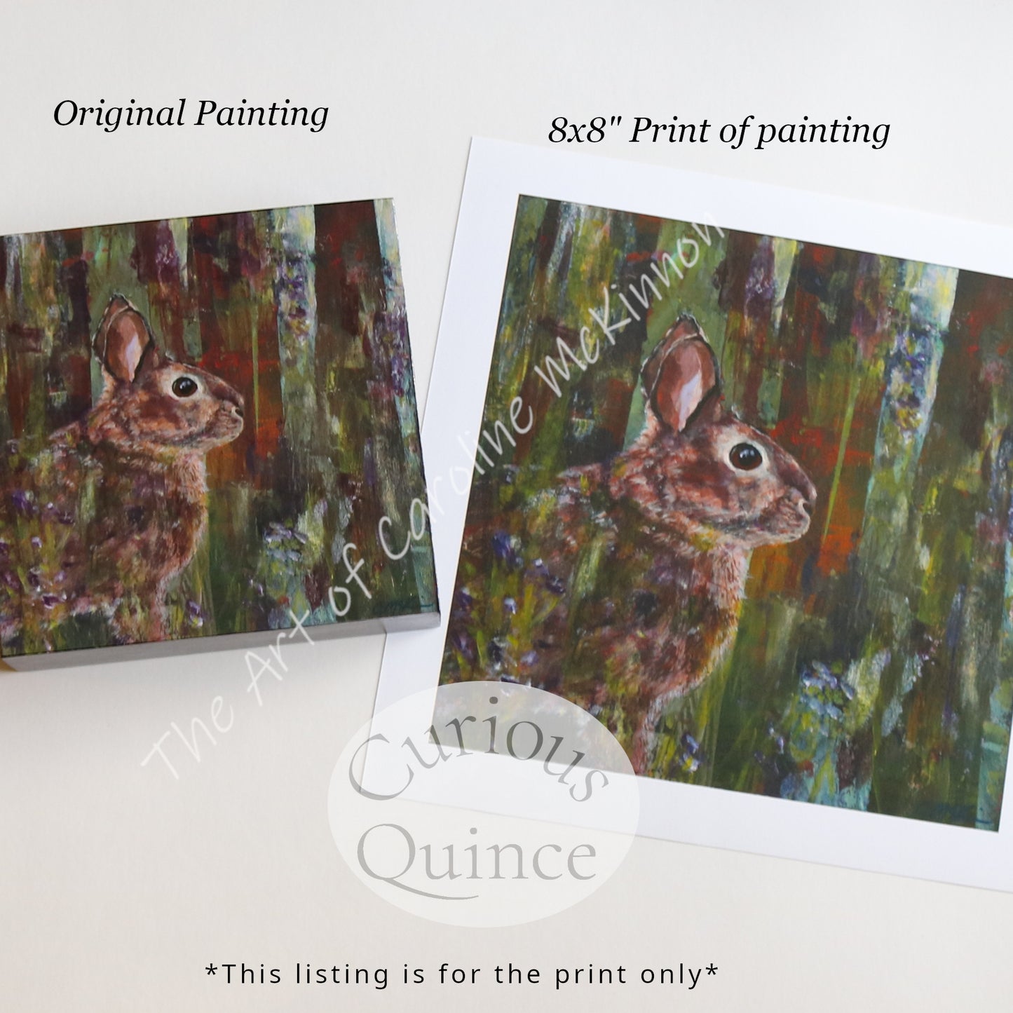 Rabbit 8x8" Art Print from Original Artwork "Brave Face"