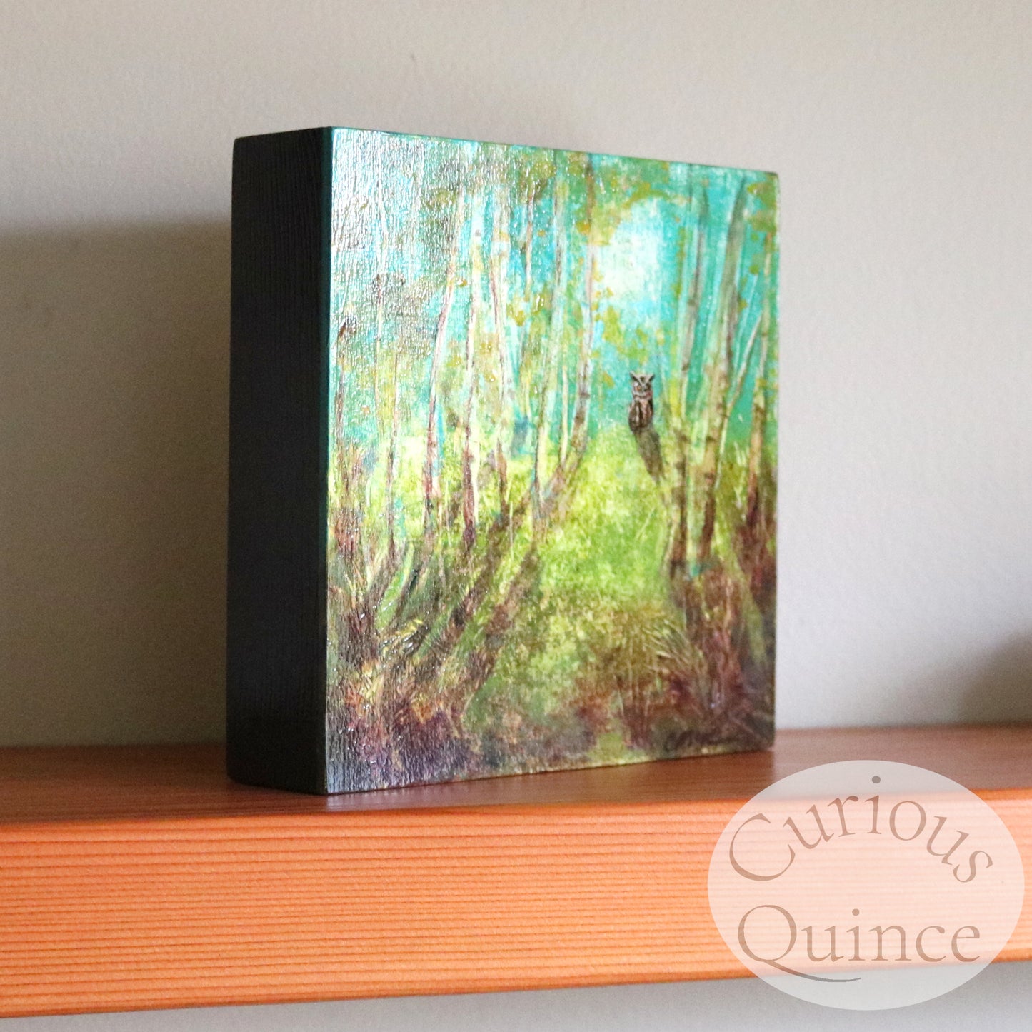 Original owl painting 6x6 inches - "Wise Knows No Size"