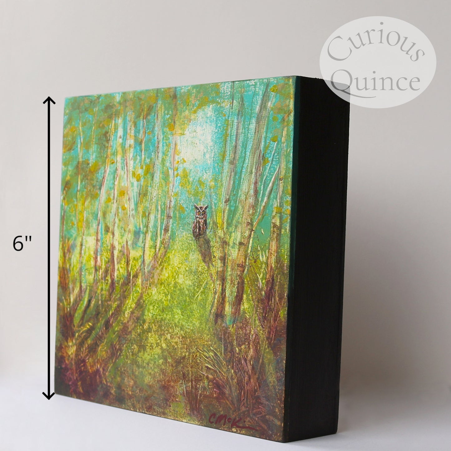 Original owl painting 6x6 inches - "Wise Knows No Size"
