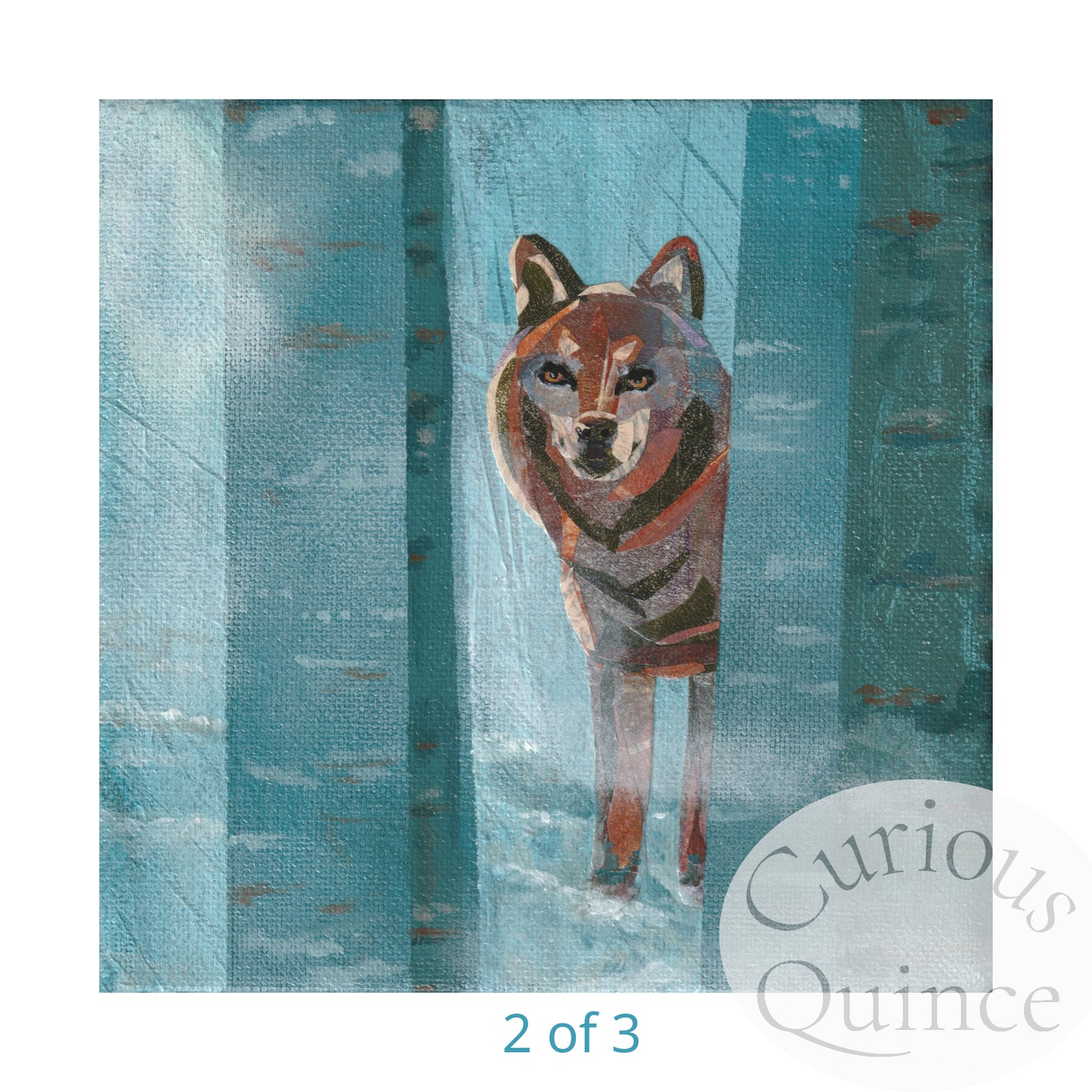 Wolf Triptych Mixed Media Original Wall Art