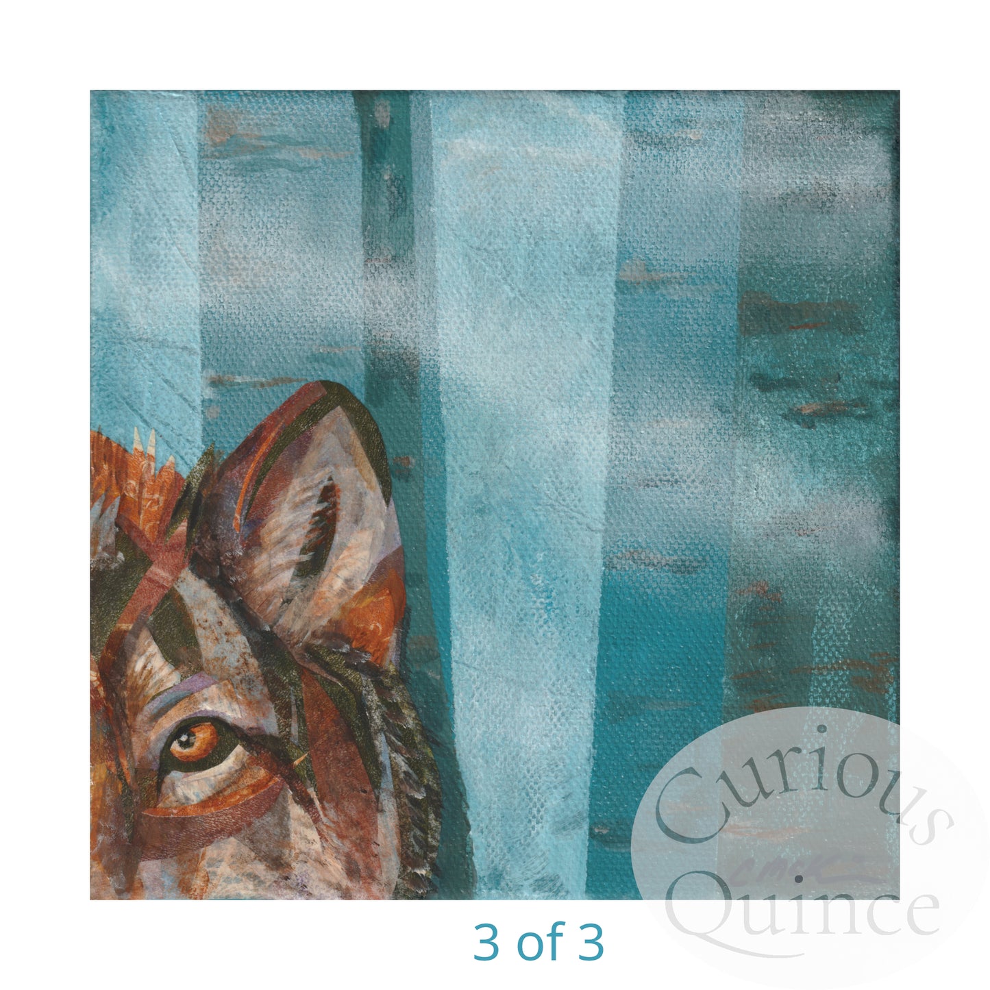 Wolf Triptych Mixed Media Original Wall Art