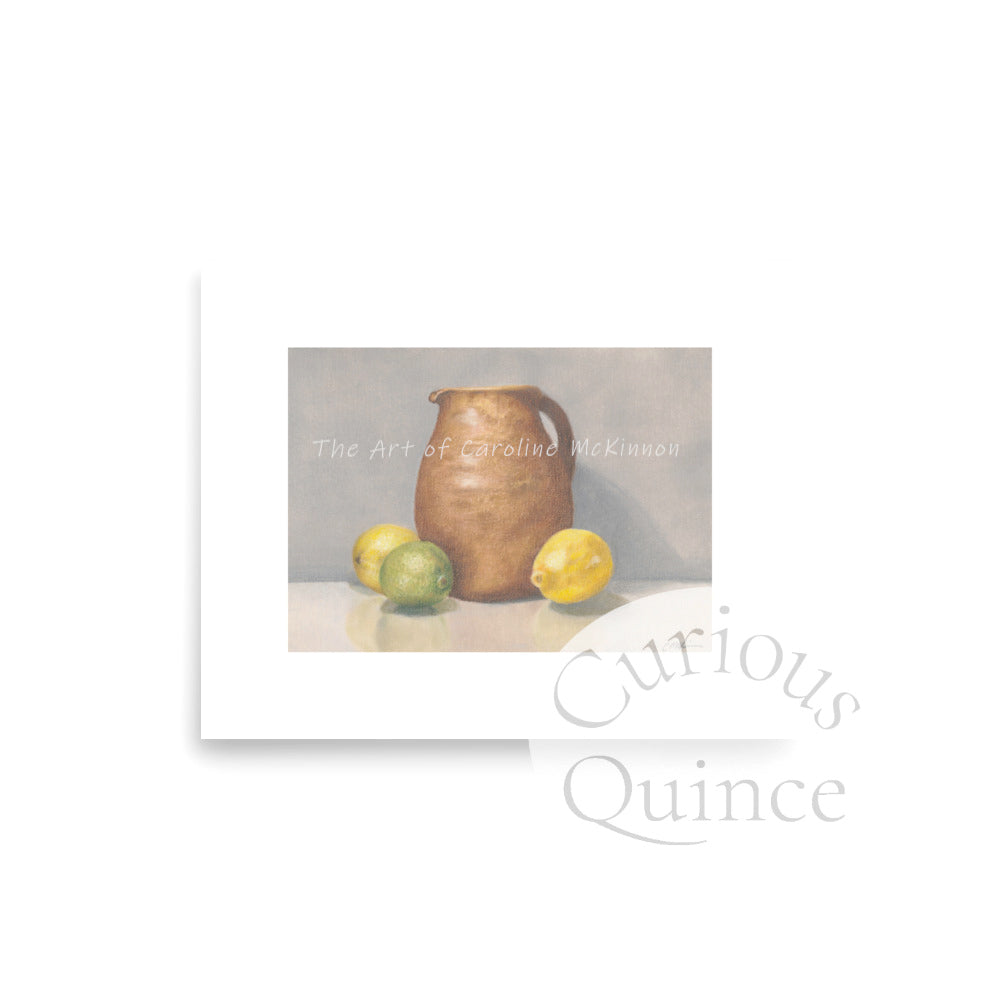 Lemon Jug with Lime Art Print from Original Drawing