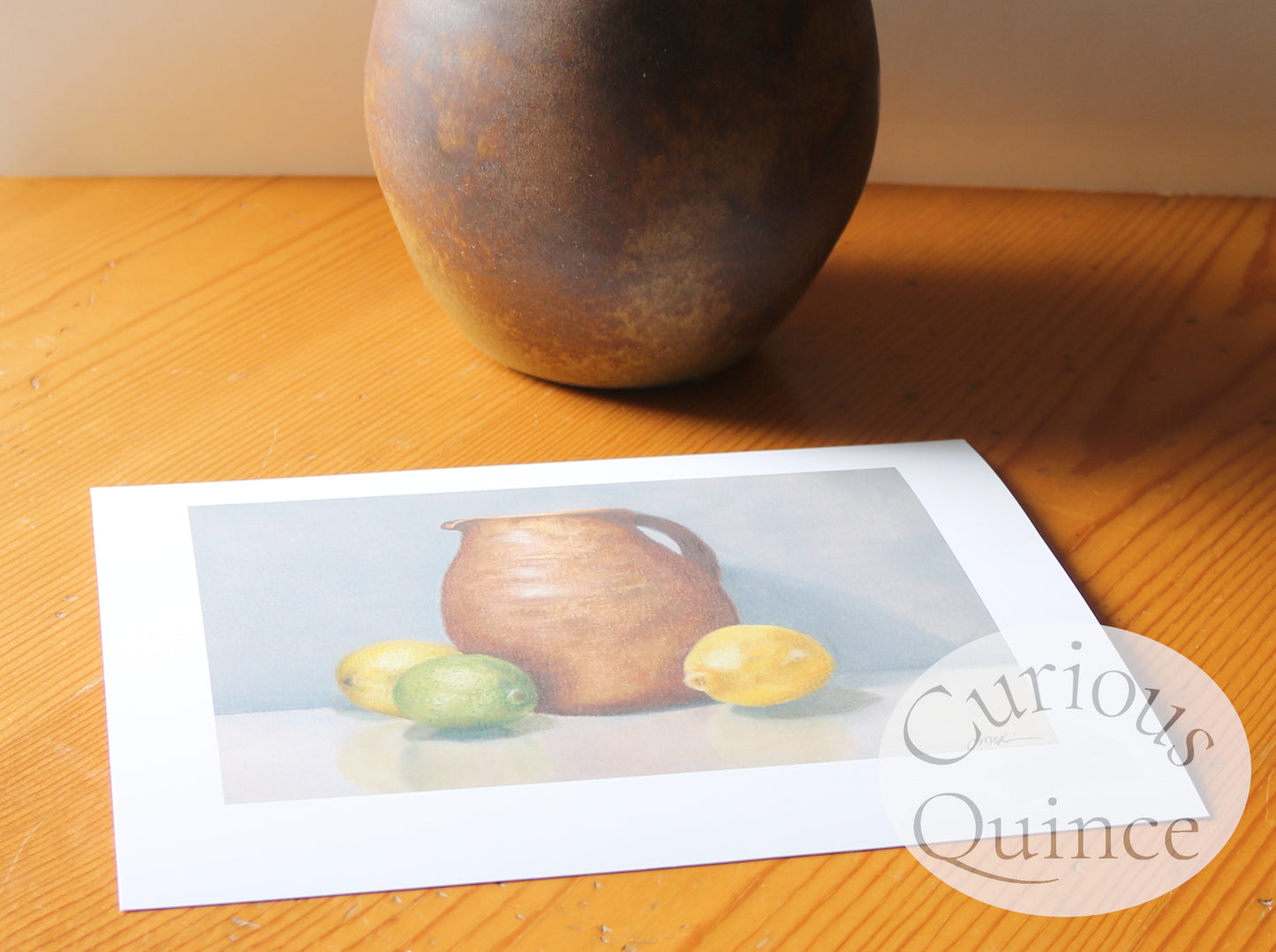 Lemon Jug with Lime Art Print from Original Drawing
