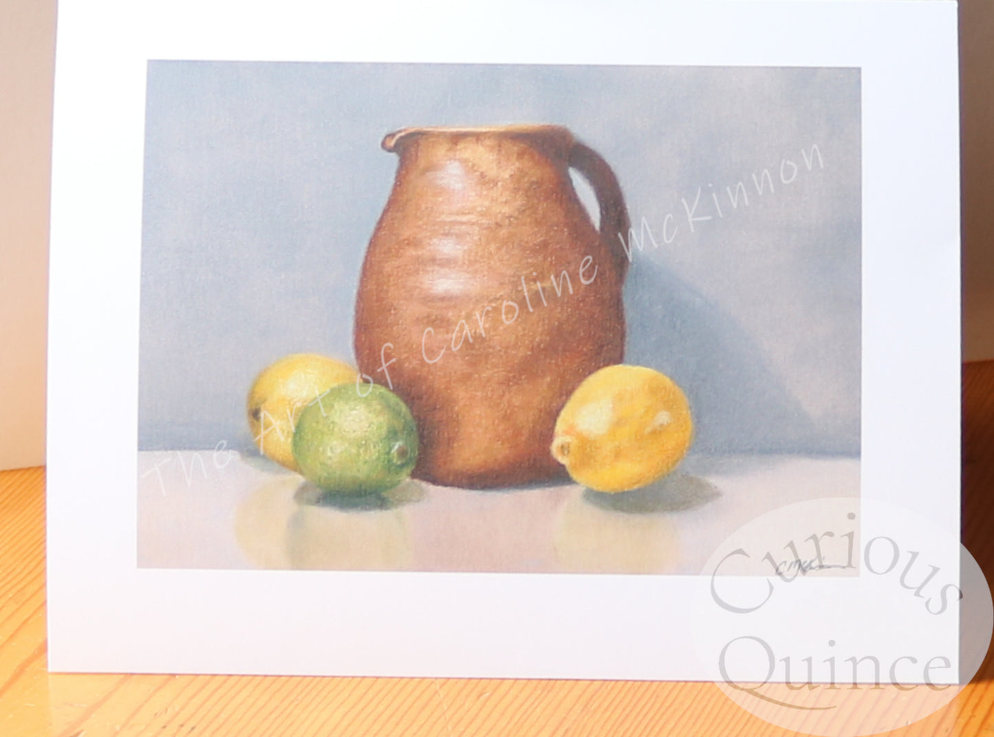 Lemon Jug with Lime Art Print from Original Drawing